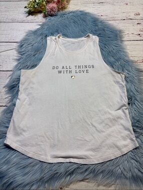 Spiritual Gangster White 'Do All Things With Love' Tank sz XL
